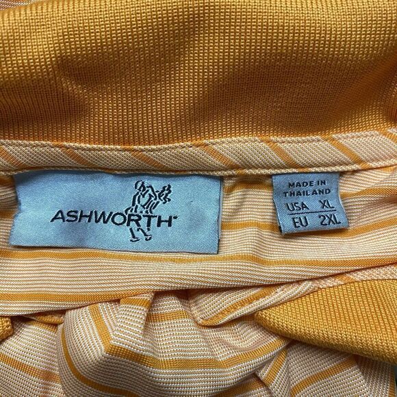 Ashworth Golf Polo Shirt Men's Extra Large Orange Stripe Lightweight Casual - Picture 4 of 5